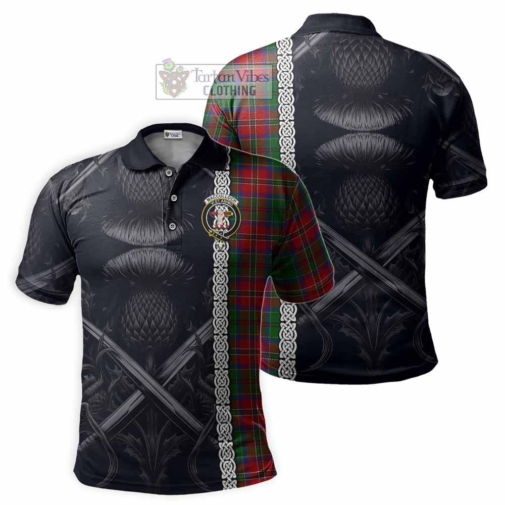 Tartan Vibes Clothing MacCulloch (McCulloch) Tartan Polo Shirt with Family Crest Cross Sword Thistle Celtic Vibes