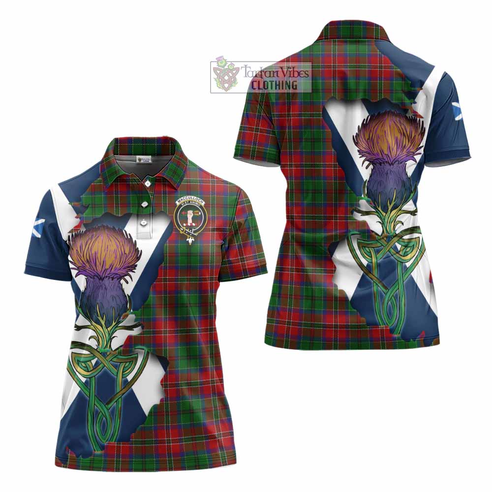 Tartan Vibes Clothing MacCulloch (McCulloch) Tartan Family Crest Women's Polo Shirt Scottish Thistle Celtic Inspired