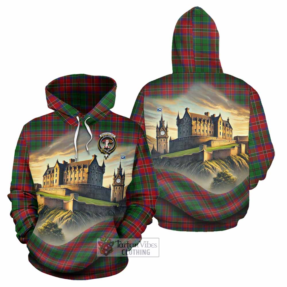 Tartan Vibes Clothing MacCulloch (McCulloch) Tartan Family Crest Hoodie with Scottish Ancient Castle Style