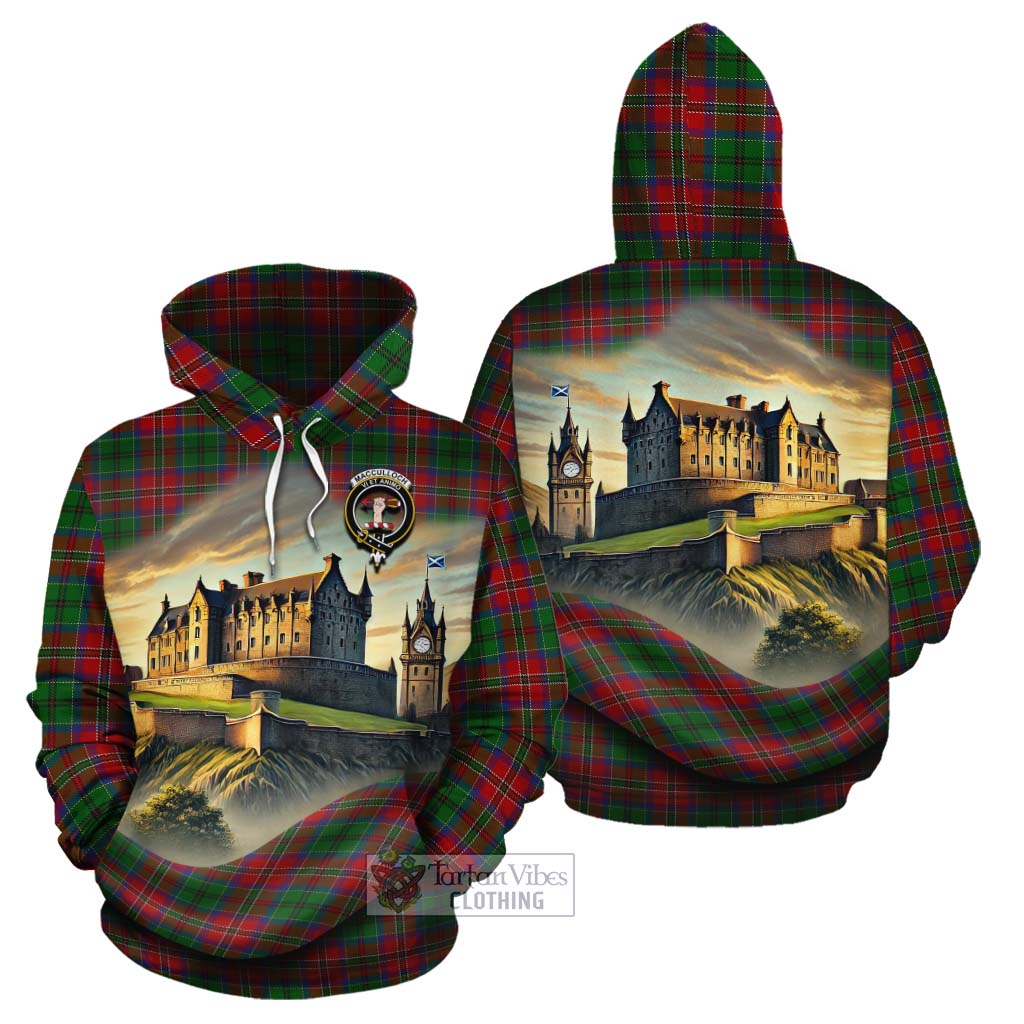 Tartan Vibes Clothing MacCulloch (McCulloch) Tartan Family Crest Cotton Hoodie with Scottish Ancient Castle Style