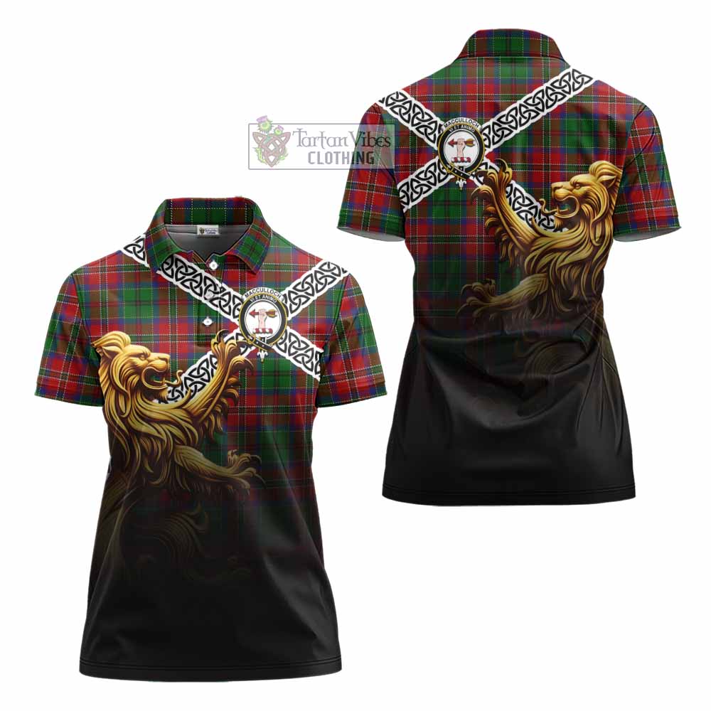 Tartan Vibes Clothing MacCulloch (McCulloch) Crest Tartan Women's Polo Shirt with Golden Lion Emblem Celtic Style