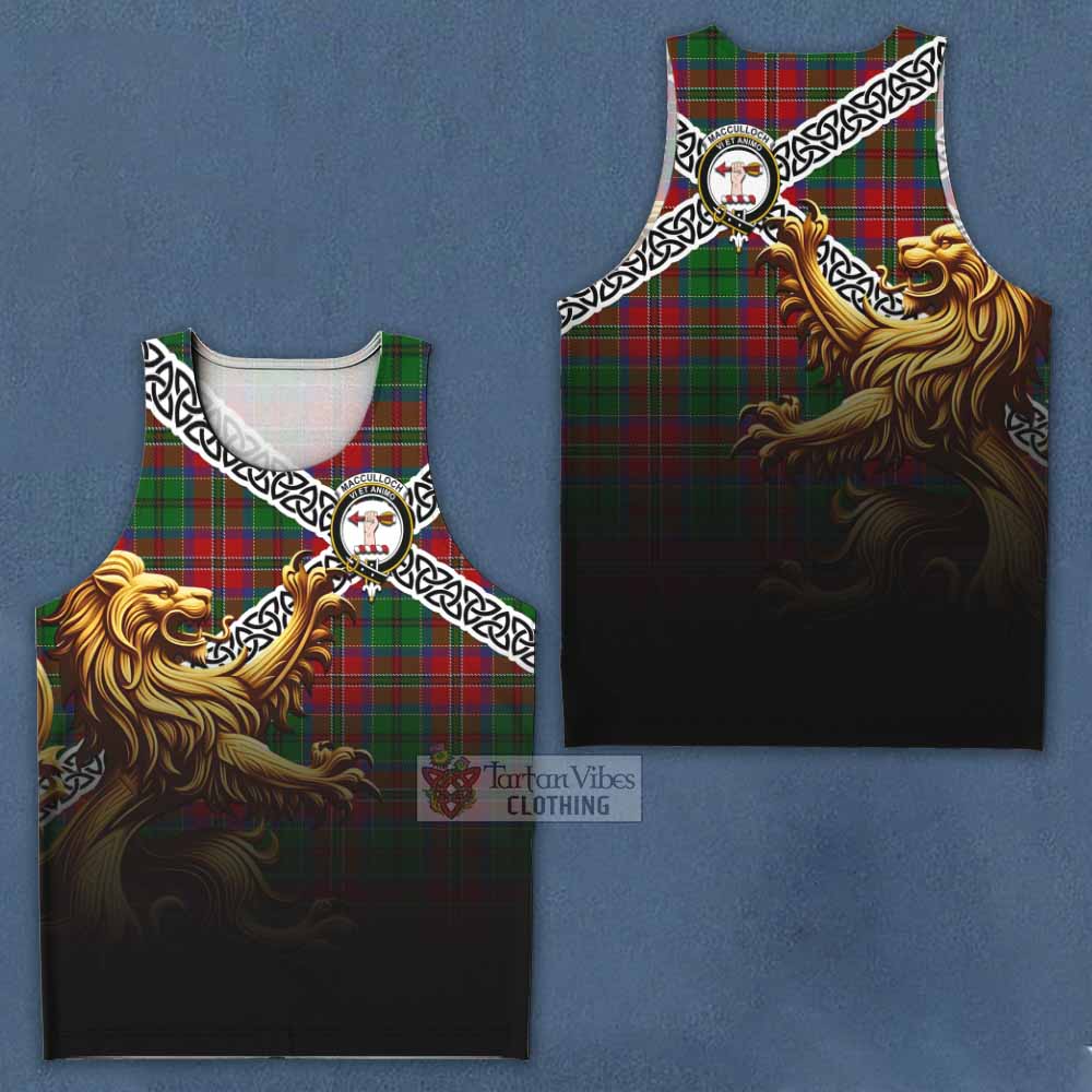 Tartan Vibes Clothing MacCulloch (McCulloch) Crest Tartan Men's Tank Top with Golden Lion Emblem Celtic Style