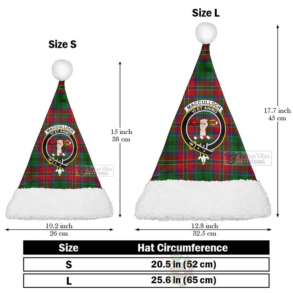 Tartan Vibes Clothing MacCulloch (McCulloch) Tartan Christmas Santa Hats with Family Crest