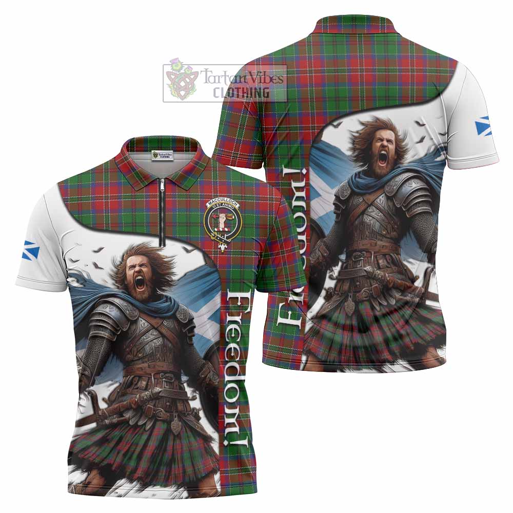 Tartan Vibes Clothing MacCulloch (McCulloch) Crest Tartan Zipper Polo Shirt Inspired by the Freedom of Scottish Warrior