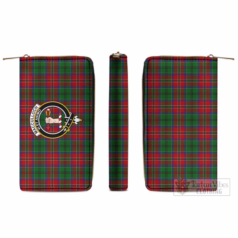 Tartan Vibes Clothing MacCulloch (McCulloch) Tartan Women's Leather Wallet with Family Crest