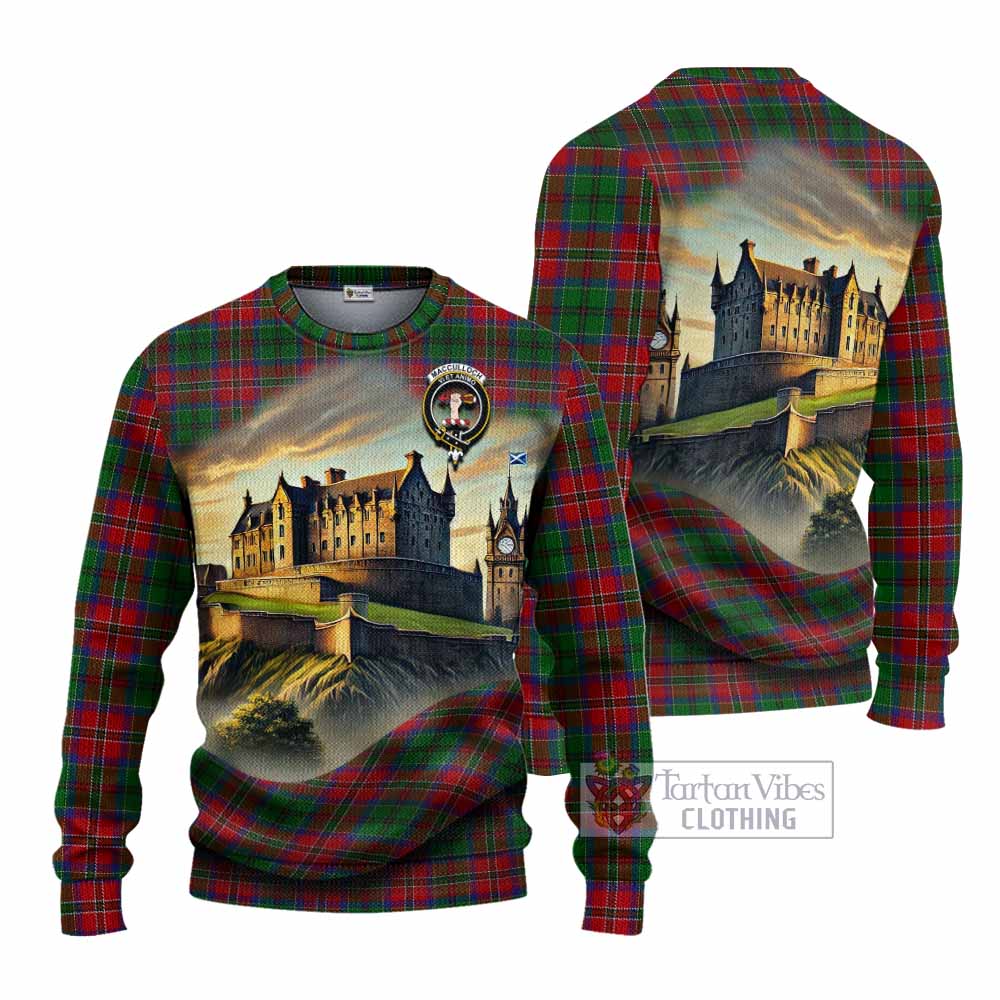 Tartan Vibes Clothing MacCulloch (McCulloch) Tartan Family Crest Knitted Sweater with Scottish Ancient Castle Style