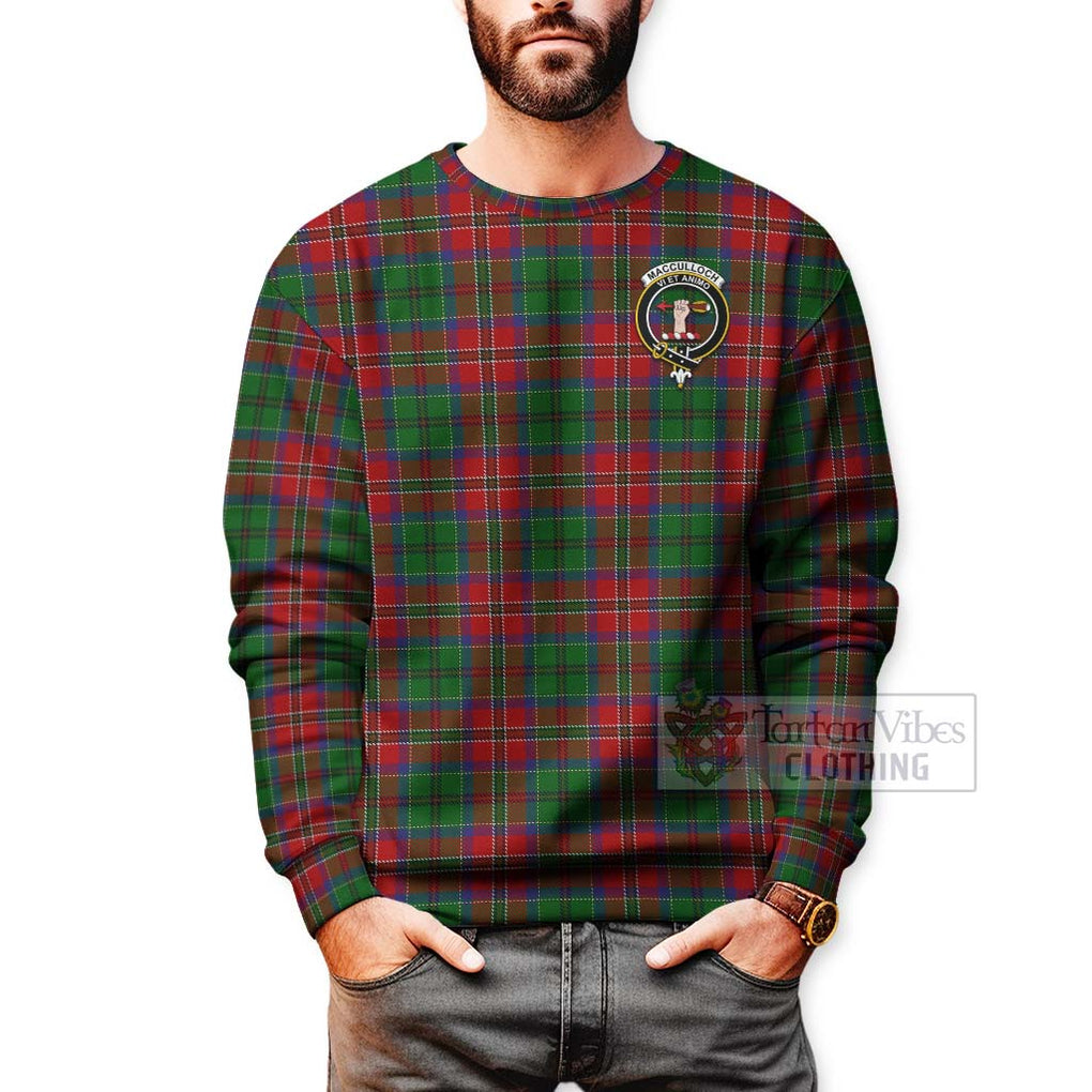 Tartan Vibes Clothing MacCulloch (McCulloch) Tartan Sweatshirt with Family Crest Celtic Skull Style