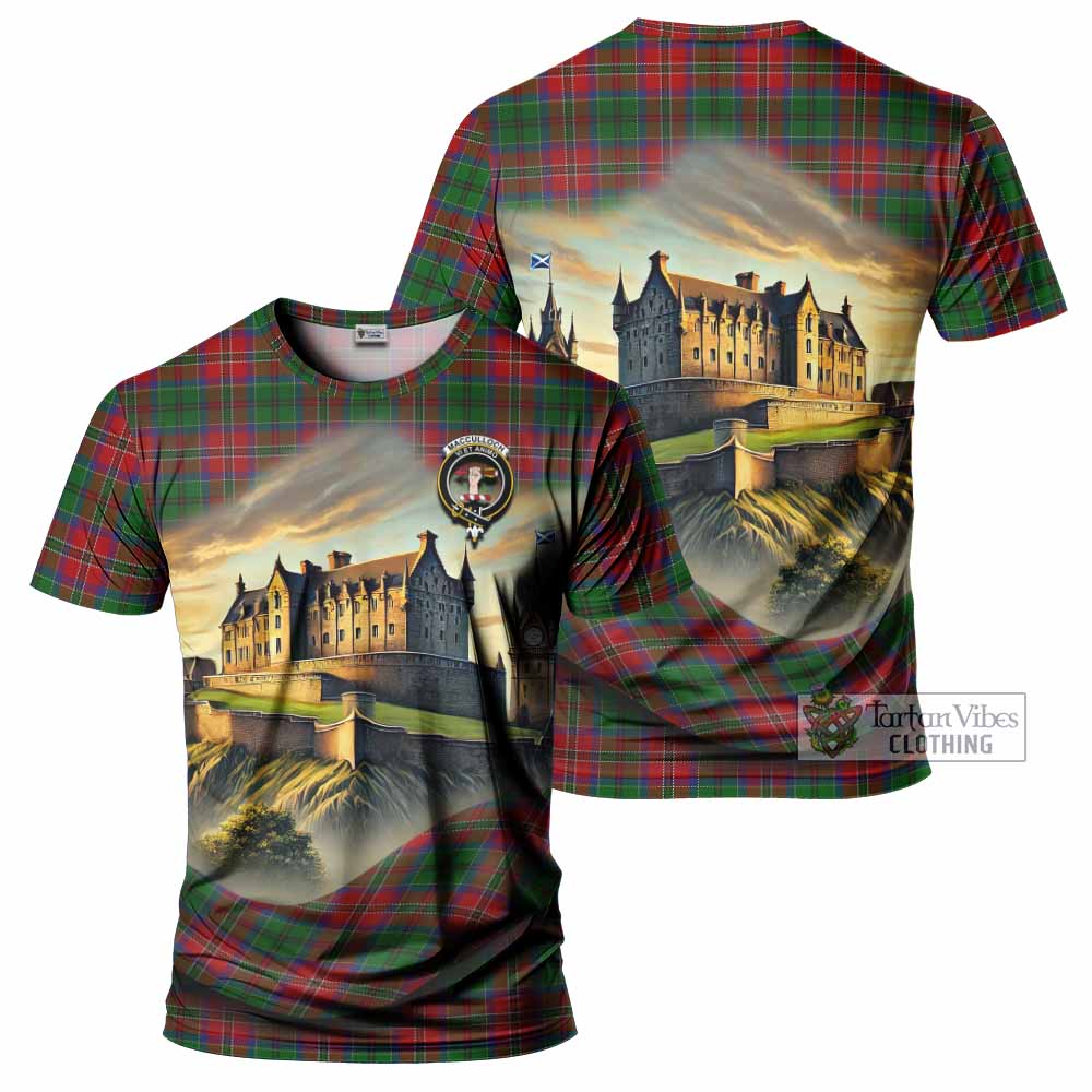 Tartan Vibes Clothing MacCulloch (McCulloch) Tartan Family Crest T-Shirt with Scottish Ancient Castle Stype