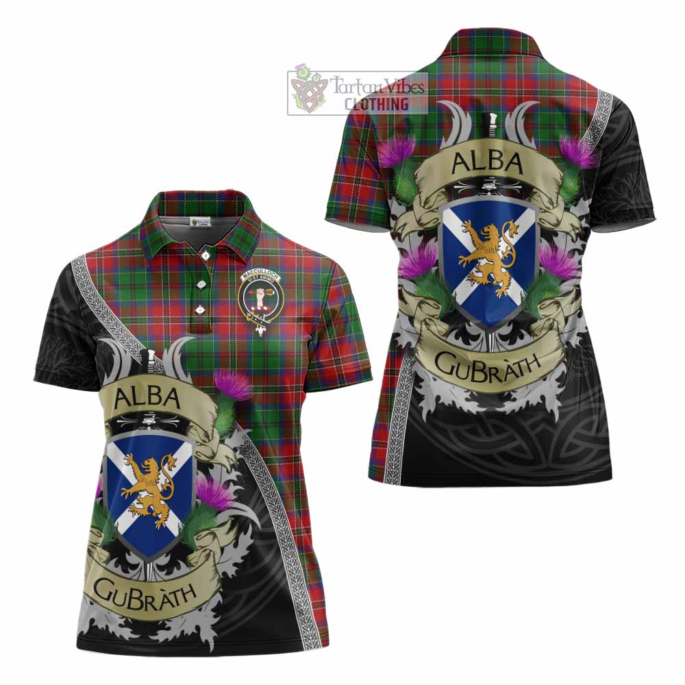 Tartan Vibes Clothing MacCulloch (McCulloch) Tartan Family Crest Women's Polo Shirt Lion Rampant Royal Thistle Shield Celtic Inspired