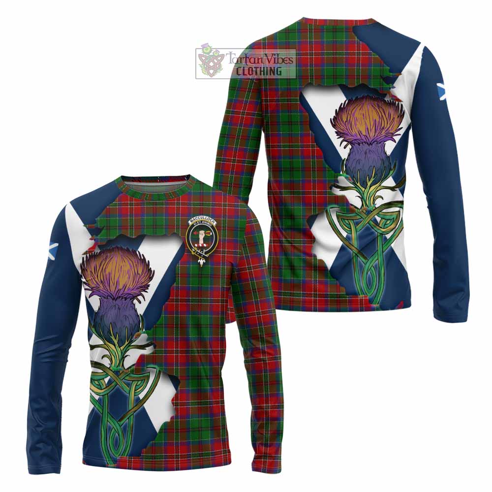 Tartan Vibes Clothing MacCulloch (McCulloch) Tartan Family Crest Long Sleeve T-Shirt Scottish Thistle Celtic Inspired