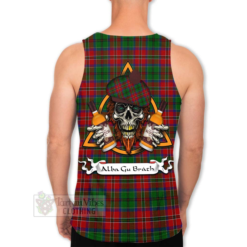 Tartan Vibes Clothing MacCulloch (McCulloch) Tartan Men's Tank Top with Family Crest and Bearded Skull Holding Bottles of Whiskey
