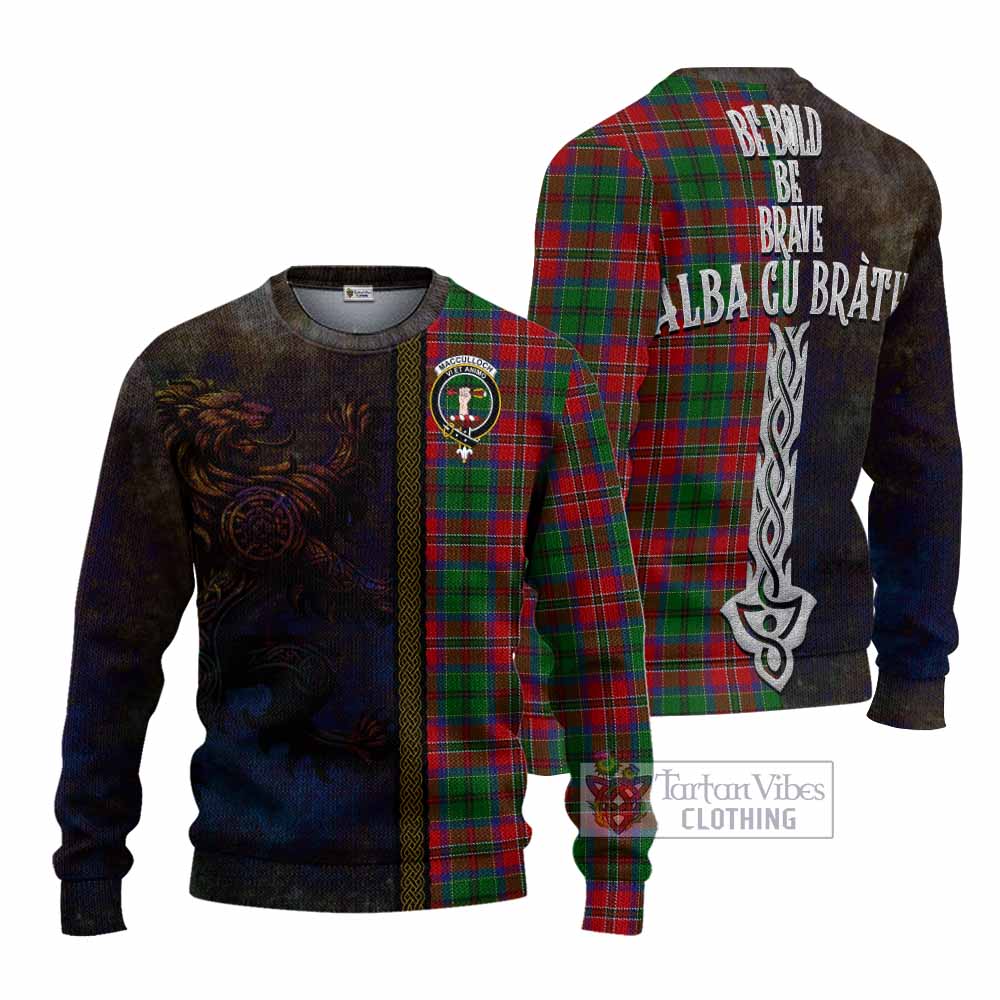 Tartan Vibes Clothing MacCulloch (McCulloch) Tartan Family Crest Knitted Sweater Alba Gu Brath Be Brave Lion Ancient Style