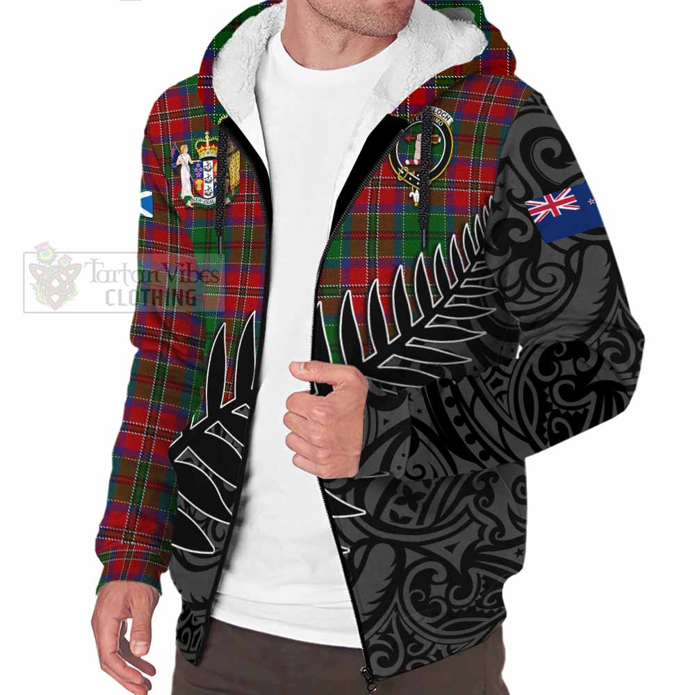 Tartan Vibes Clothing MacCulloch (McCulloch) Crest Tartan Sherpa Hoodie with New Zealand Silver Fern Half Style