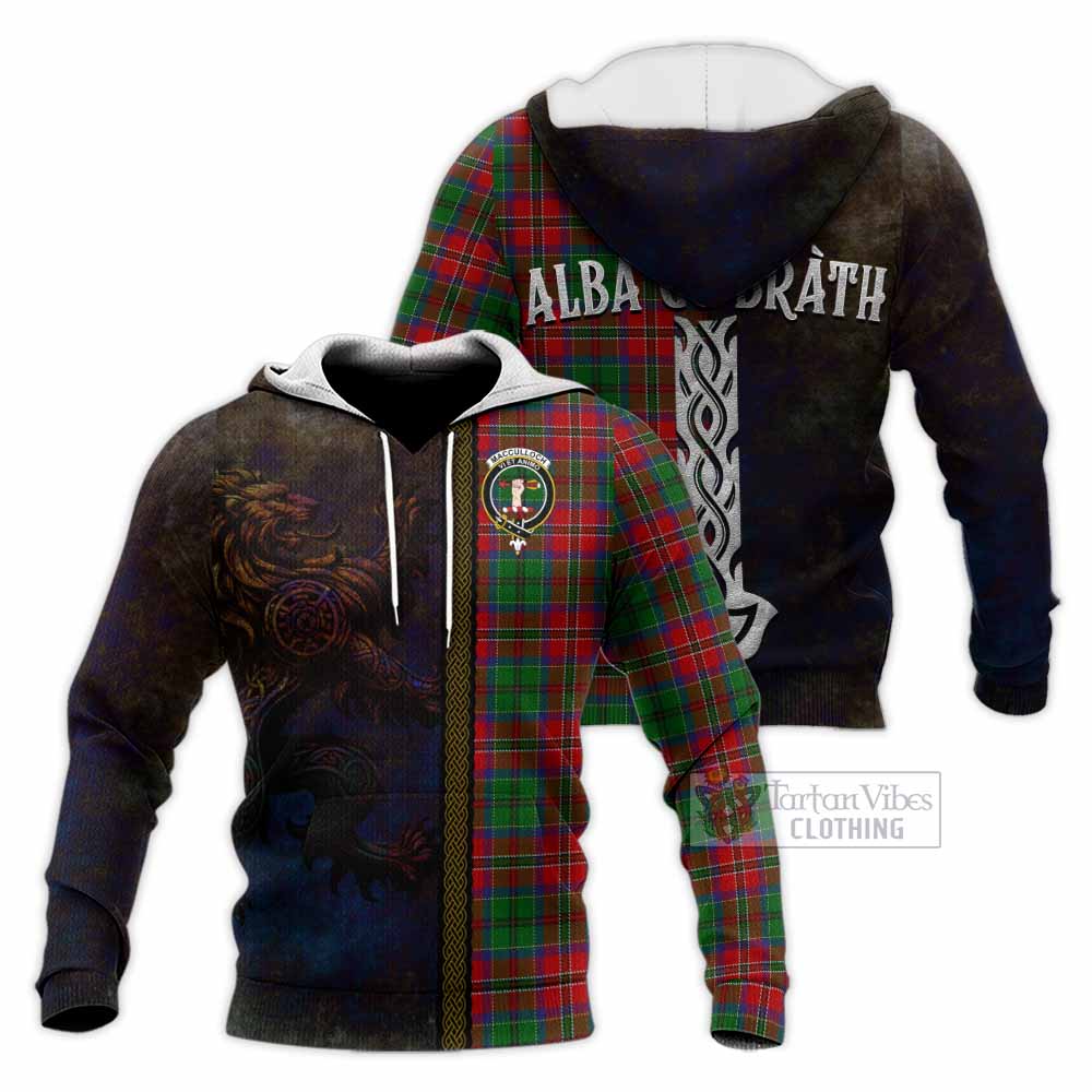 Tartan Vibes Clothing MacCulloch (McCulloch) Tartan Family Crest Knitted Hoodie Alba Gu Brath Be Brave Lion Ancient Style