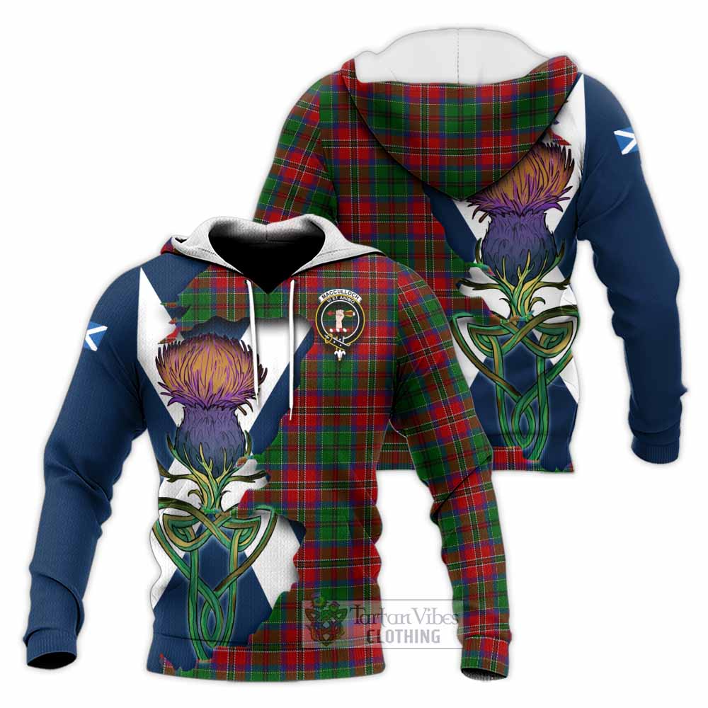 Tartan Vibes Clothing MacCulloch (McCulloch) Tartan Family Crest Knitted Hoodie Scottish Thistle Celtic Inspired