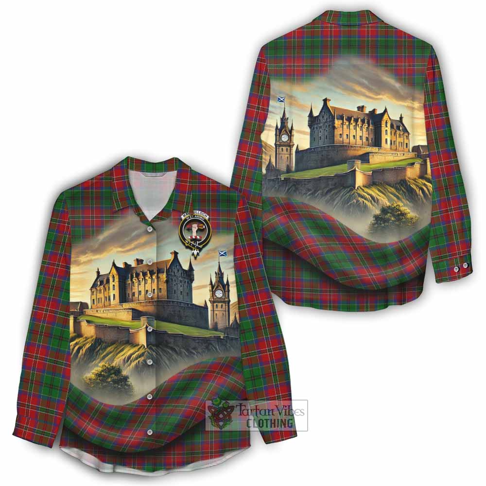 Tartan Vibes Clothing MacCulloch (McCulloch) Tartan Family Crest Women's Casual Shirt with Scottish Ancient Castle Style