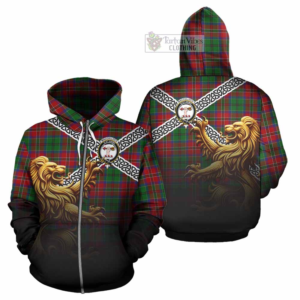 Tartan Vibes Clothing MacCulloch (McCulloch) Crest Tartan Hoodie with Golden Lion Emblem Celtic Style