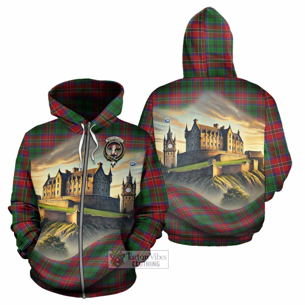 Tartan Vibes Clothing MacCulloch (McCulloch) Tartan Family Crest Hoodie with Scottish Ancient Castle Style