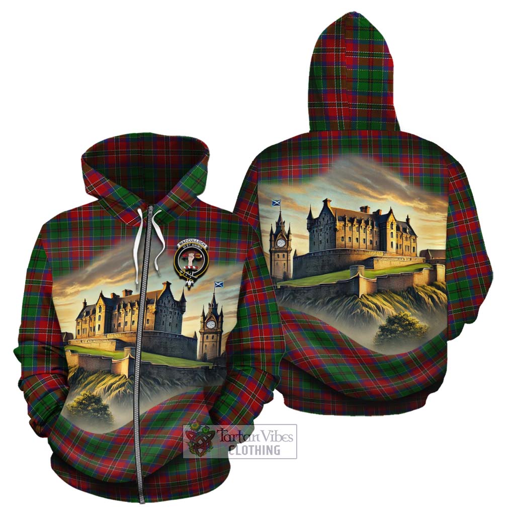 Tartan Vibes Clothing MacCulloch (McCulloch) Tartan Family Crest Cotton Hoodie with Scottish Ancient Castle Style