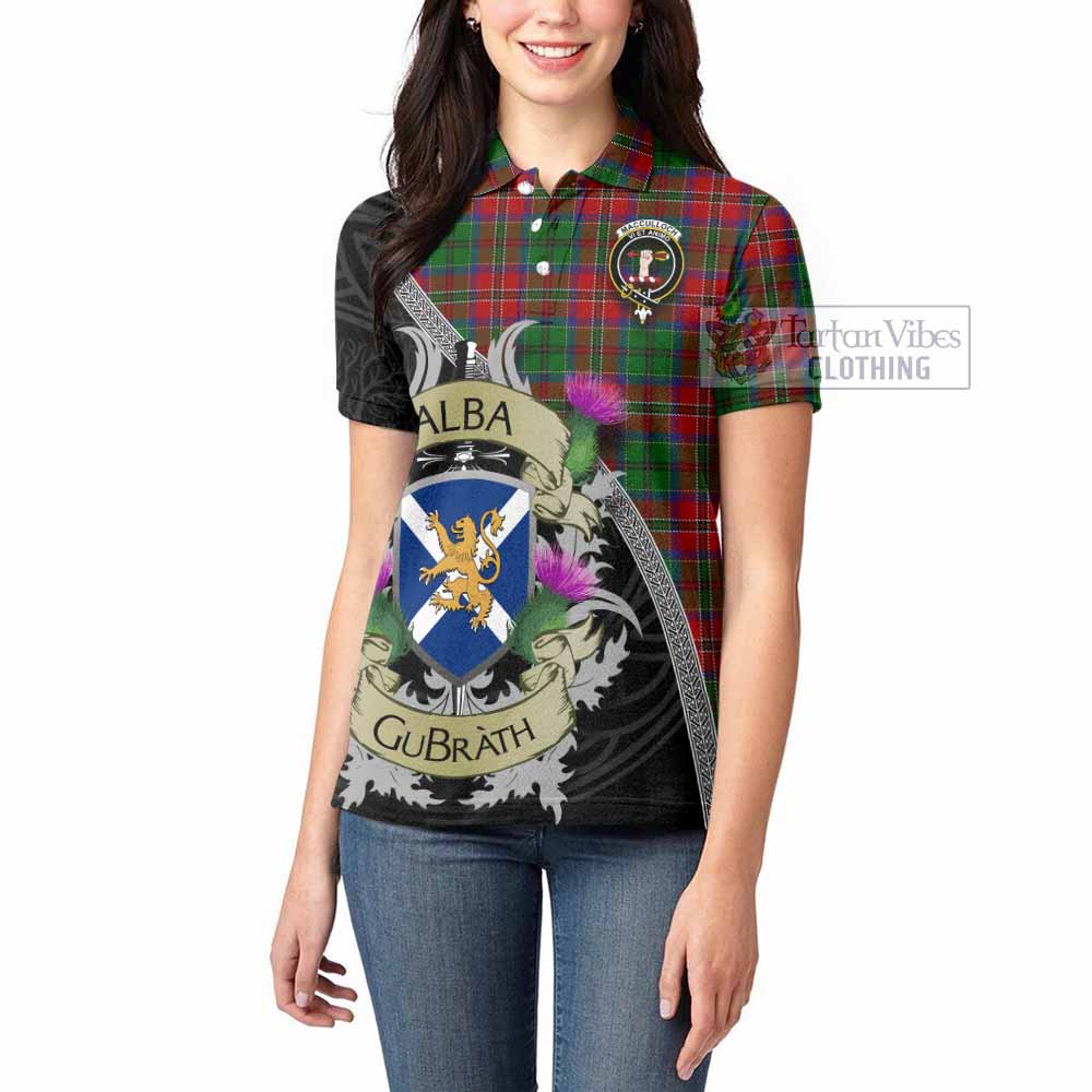 Tartan Vibes Clothing MacCulloch (McCulloch) Tartan Family Crest Women's Polo Shirt Lion Rampant Royal Thistle Shield Celtic Inspired