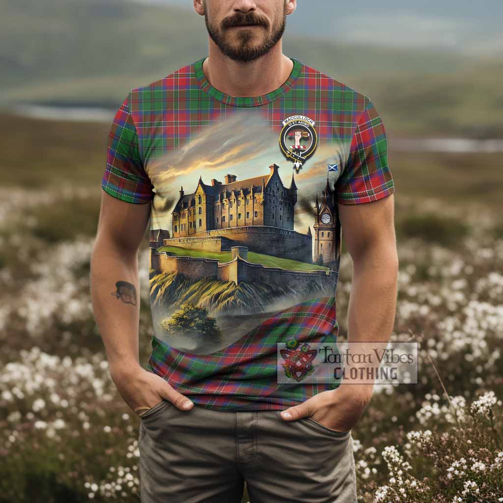 Tartan Vibes Clothing MacCulloch (McCulloch) Tartan Family Crest T-Shirt with Scottish Ancient Castle Stype