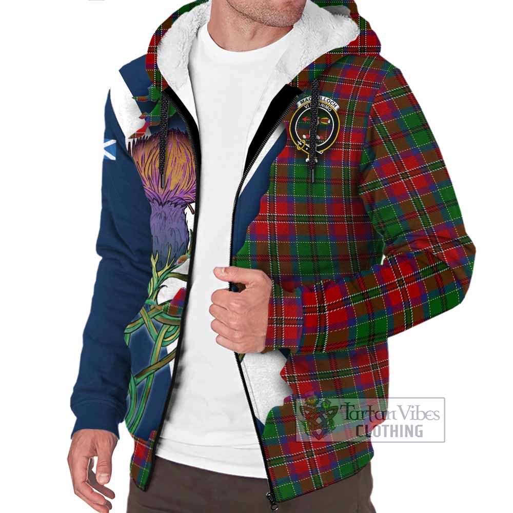 Tartan Vibes Clothing MacCulloch (McCulloch) Tartan Family Crest Sherpa Hoodie Scottish Thistle Celtic Inspired