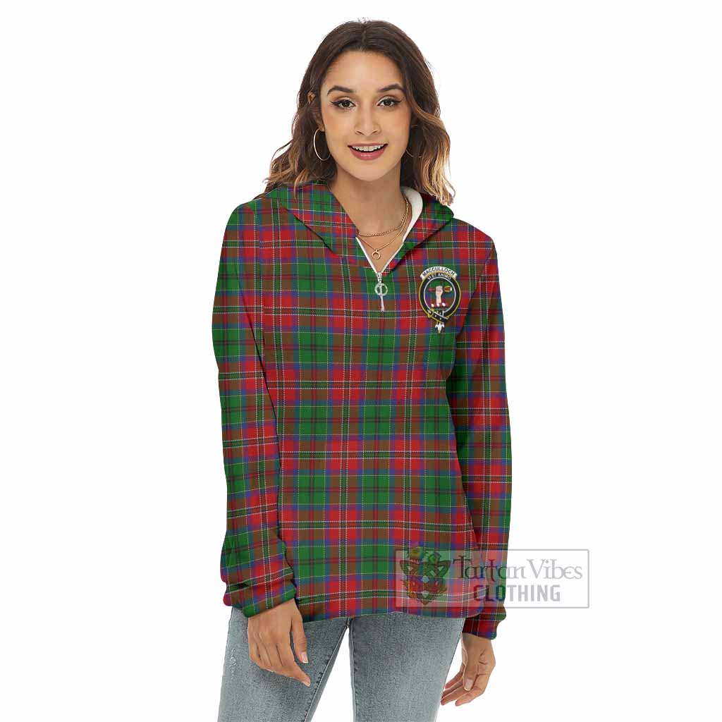 Tartan Vibes Clothing MacCulloch (McCulloch) Tartan Crest Women's Borg  Half Zip Fleece Hoodie