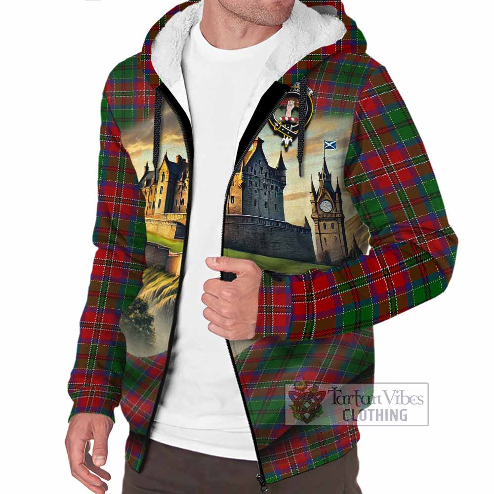 Tartan Vibes Clothing MacCulloch (McCulloch) Tartan Family Crest Sherpa Hoodie with Scottish Ancient Castle Style