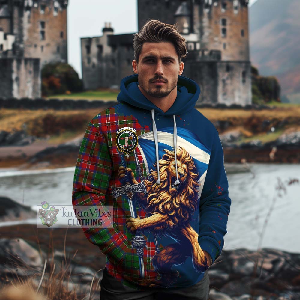 Tartan Vibes Clothing MacCulloch (McCulloch) Tartan Family Crest Cotton Hoodie with Scottish Majestic Lion