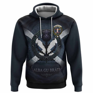 MacCulloch (McCulloch) Clan Crest Hoodie with Celtic Knot Thistle and Saltire