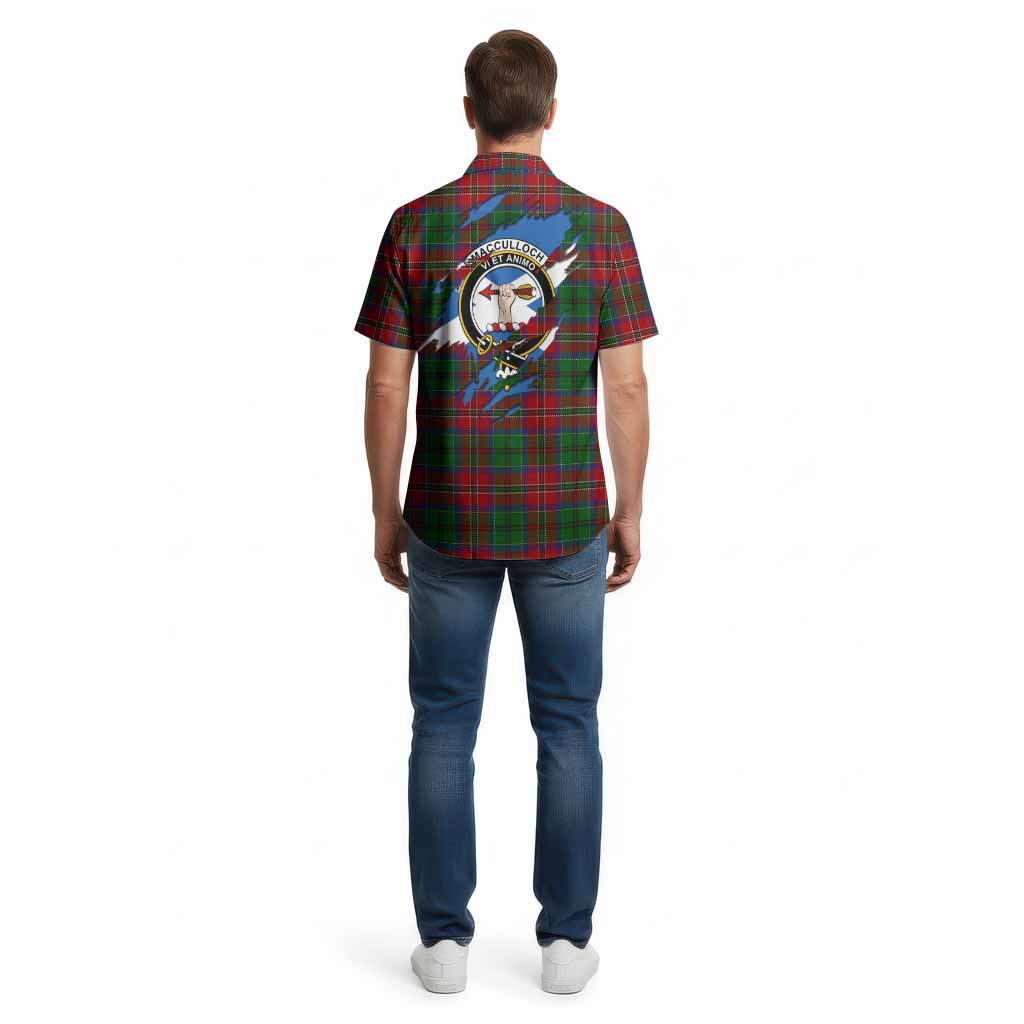 MacCulloch (McCulloch) Clan Crest In Me Tartan Cotton Hawaiian Shirt Scotland Flag Style