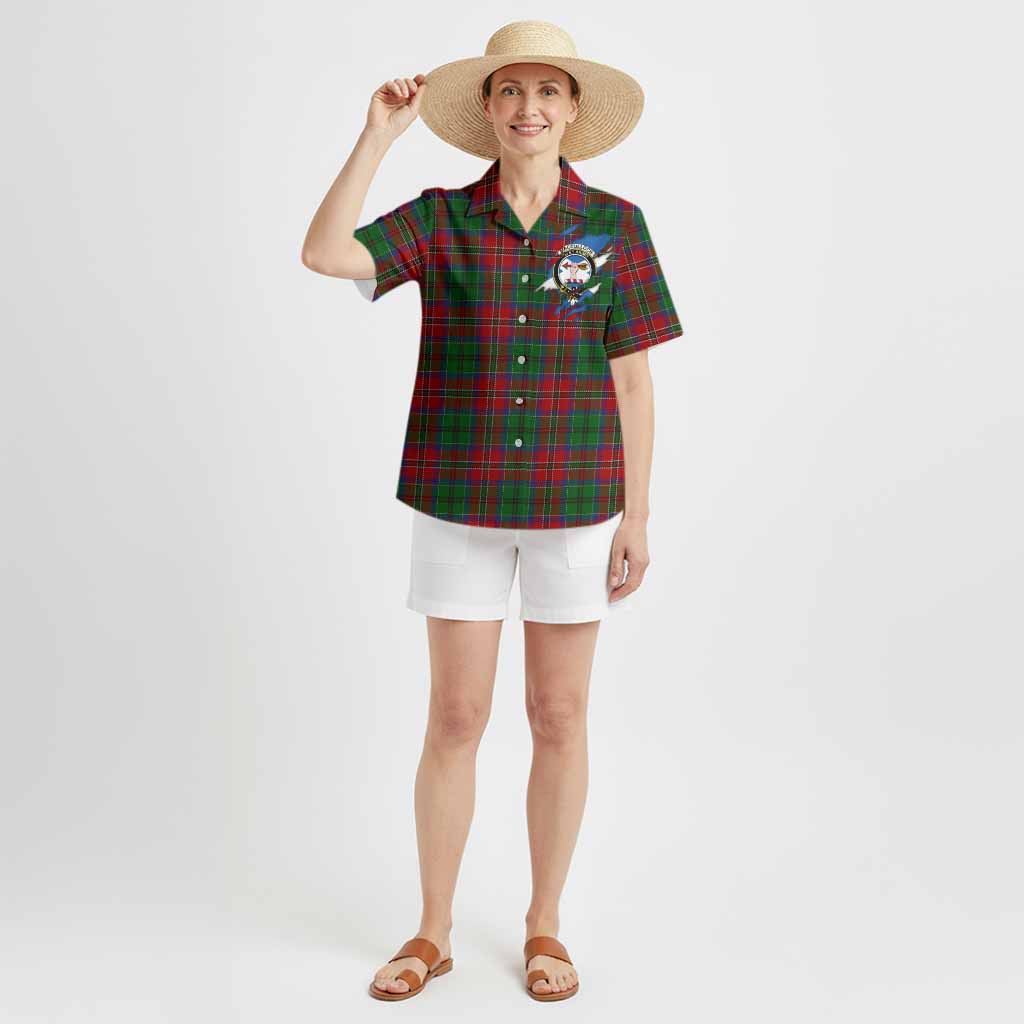 MacCulloch (McCulloch) Clan Crest In Me Tartan Hawaiian Shirt Scotland Flag Style