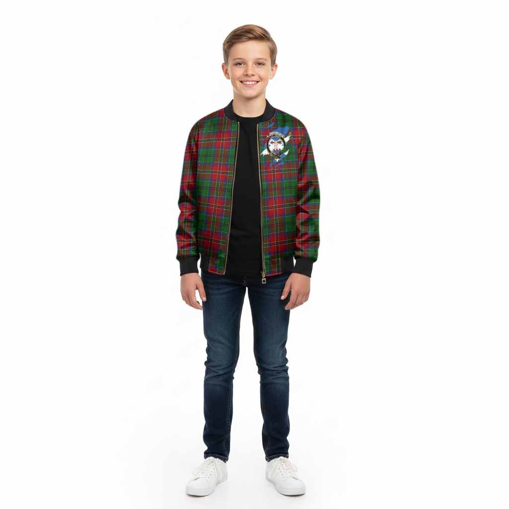 MacCulloch (McCulloch) Clan Crest In Me Tartan Kid Bomber Jacket Scotland Flag Style