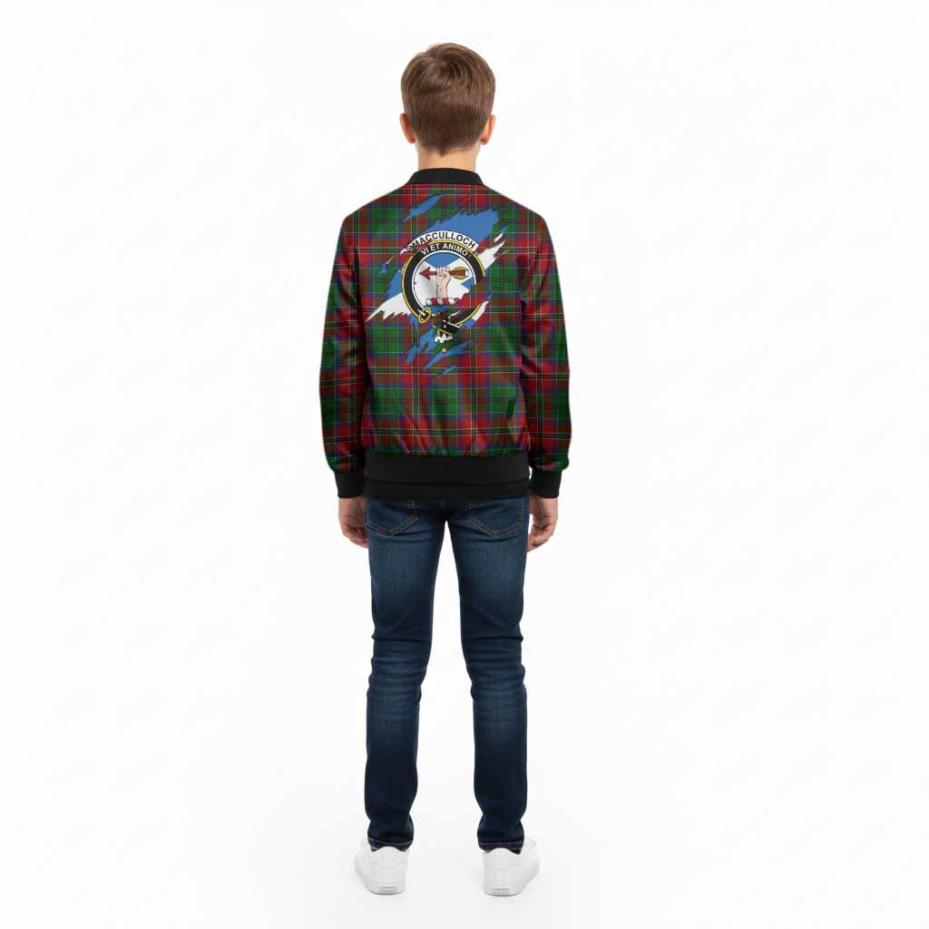 MacCulloch (McCulloch) Clan Crest In Me Tartan Kid Bomber Jacket Scotland Flag Style