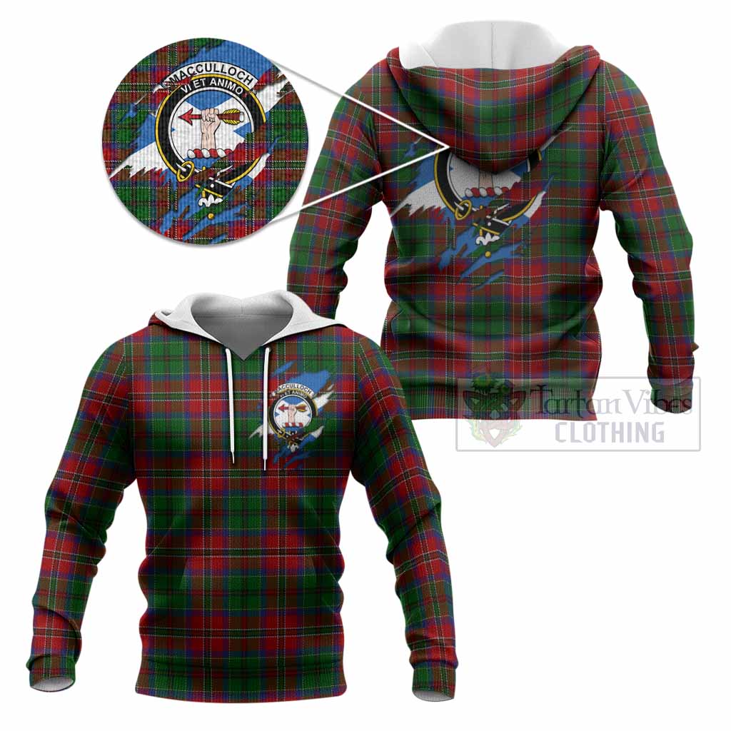 MacCulloch (McCulloch) Clan Crest In Me Tartan Knitted Hoodie Scotland Flag Style