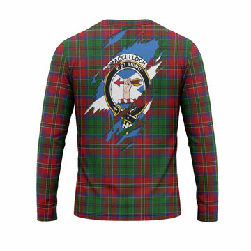 MacCulloch (McCulloch) Clan Crest In Me Tartan Long Sleeve T-Shirt Scotland Flag Style