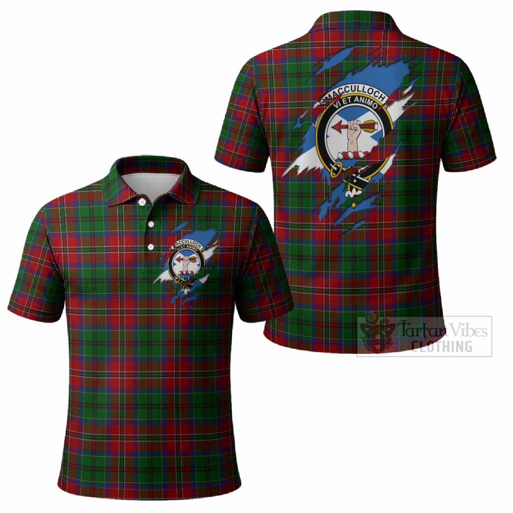 MacCulloch (McCulloch) Clan Crest In Me Tartan Polo Shirt Scotland Flag Style