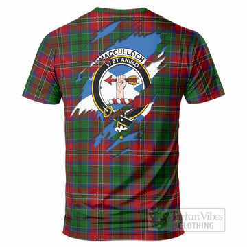 MacCulloch (McCulloch) Clan Crest In Me Tartan T-Shirt Scotland Flag Style