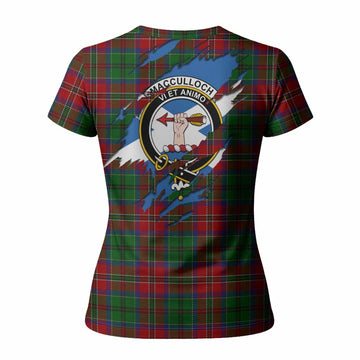 MacCulloch (McCulloch) Clan Crest In Me Tartan Women T shirt Scotland Flag Style