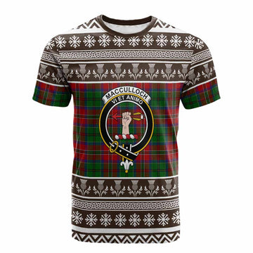 MacCulloch (McCulloch) Clan Tartan Christmas Cotton T-shirt with Family Crest