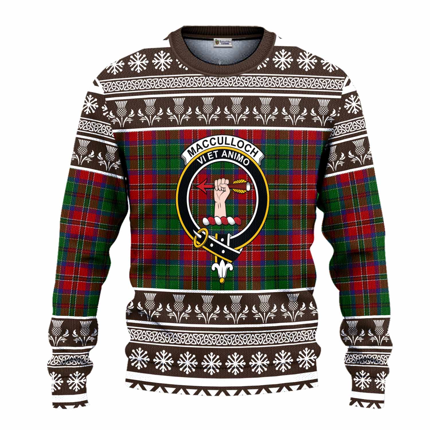 MacCulloch (McCulloch) Clan Tartan Christmas Ugly Sweater with Family Crest - Tartan Vibes Clothing