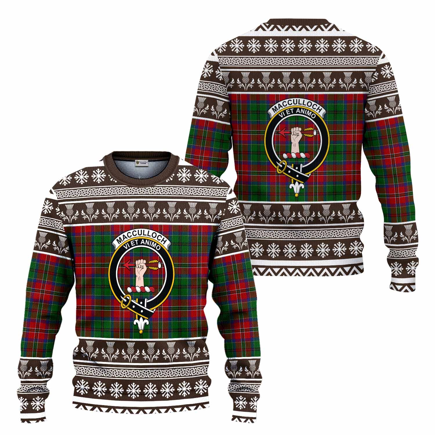 MacCulloch (McCulloch) Clan Tartan Christmas Ugly Sweater with Family Crest - Tartan Vibes Clothing