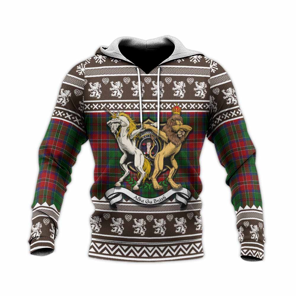MacCulloch (McCulloch) Clan Tartan Crest Christmas Knitted Hoodie Coat of Arms Funny Style - Tartan Vibes Clothing