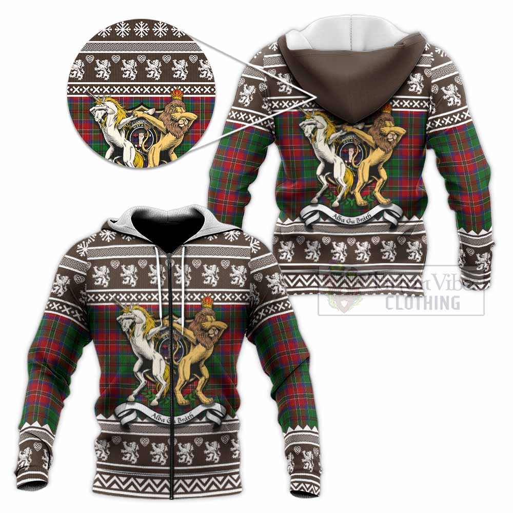 MacCulloch (McCulloch) Clan Tartan Crest Christmas Knitted Hoodie Coat of Arms Funny Style - Tartan Vibes Clothing