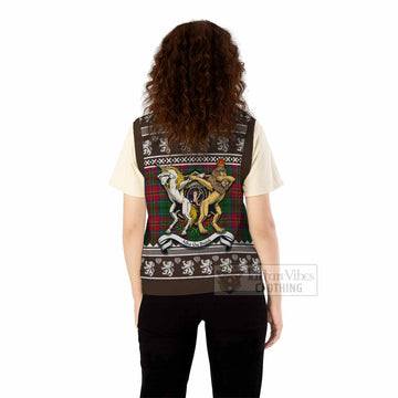 MacCulloch (McCulloch) Clan Tartan Crest Christmas Knitted V-Neck Vest Coat of Arms Funny Style