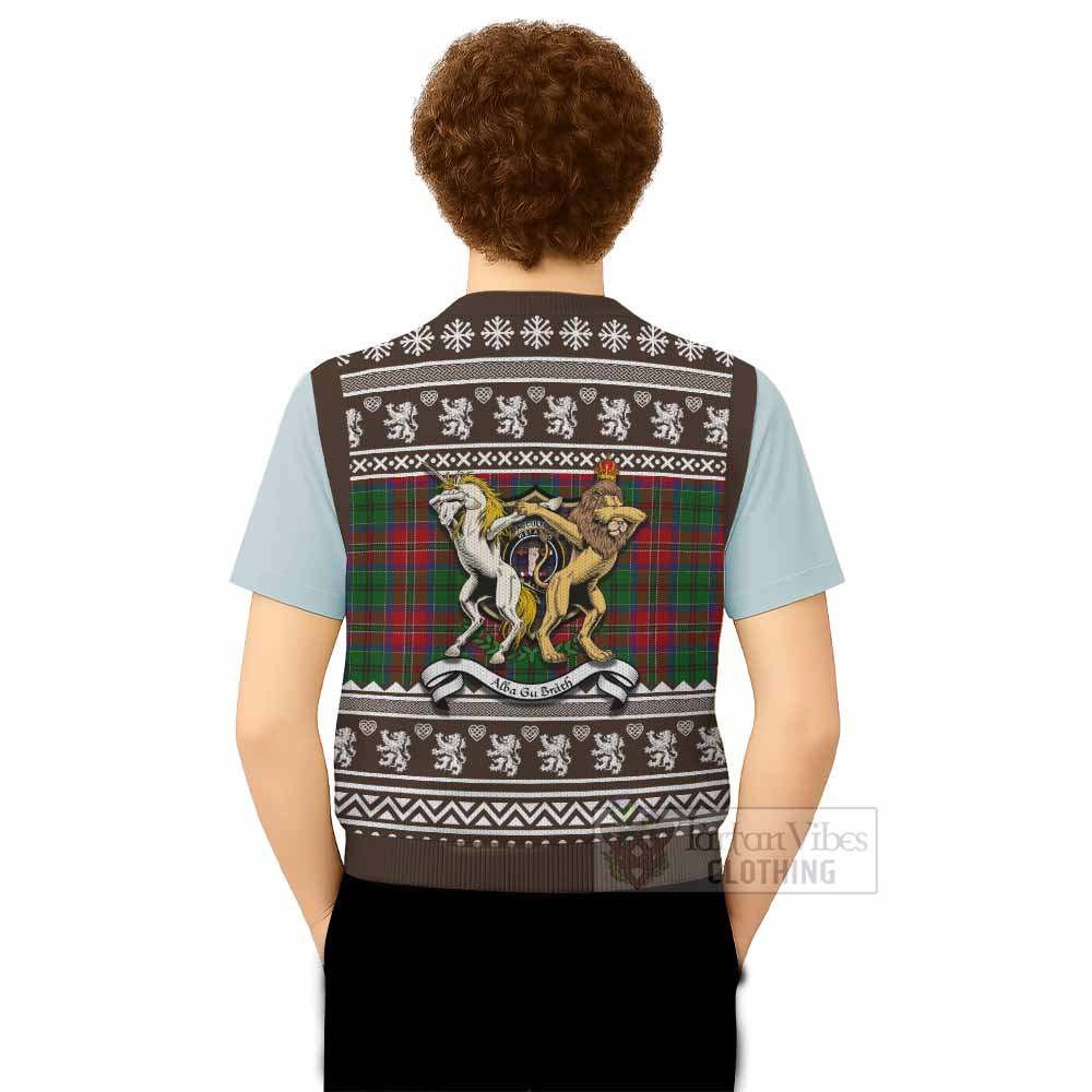 MacCulloch (McCulloch) Clan Tartan Crest Christmas Knitted V-Neck Vest Coat of Arms Funny Style - Tartan Vibes Clothing