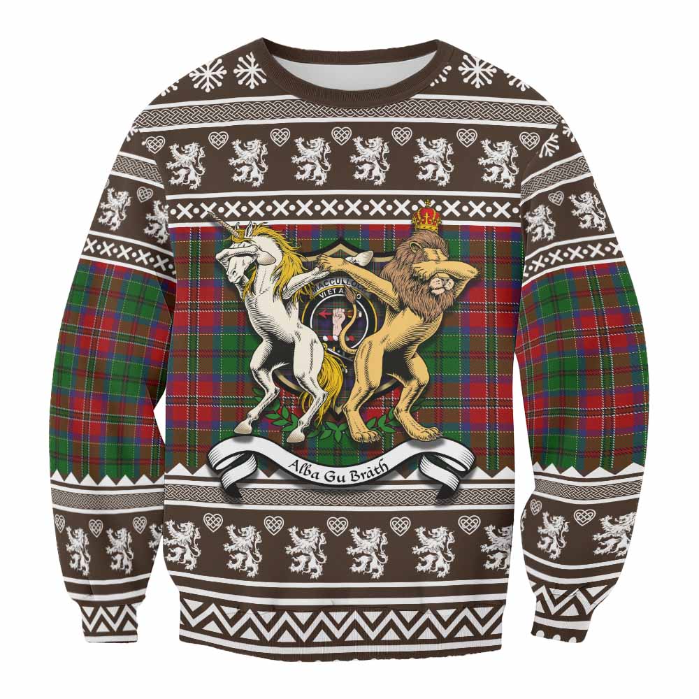 MacCulloch (McCulloch) Clan Tartan Crest Christmas Sweatshirt Coat of Arms Funny Style - Tartan Vibes Clothing