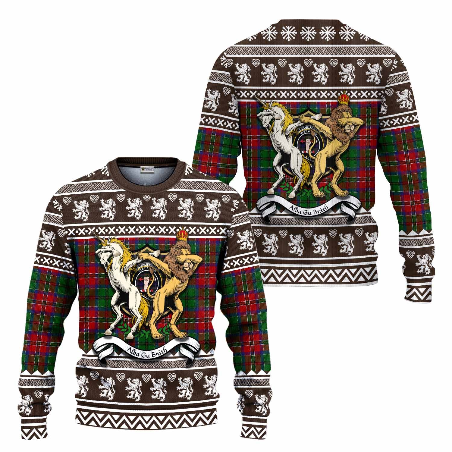 MacCulloch (McCulloch) Clan Tartan Crest Christmas Ugly Sweater Coat of Arms Funny Style - Tartan Vibes Clothing