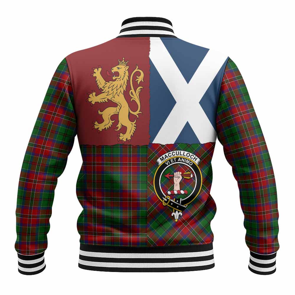 MacCulloch (McCulloch) Crest Tartan Baseball Jacket with Lion Rampant Saltire Style