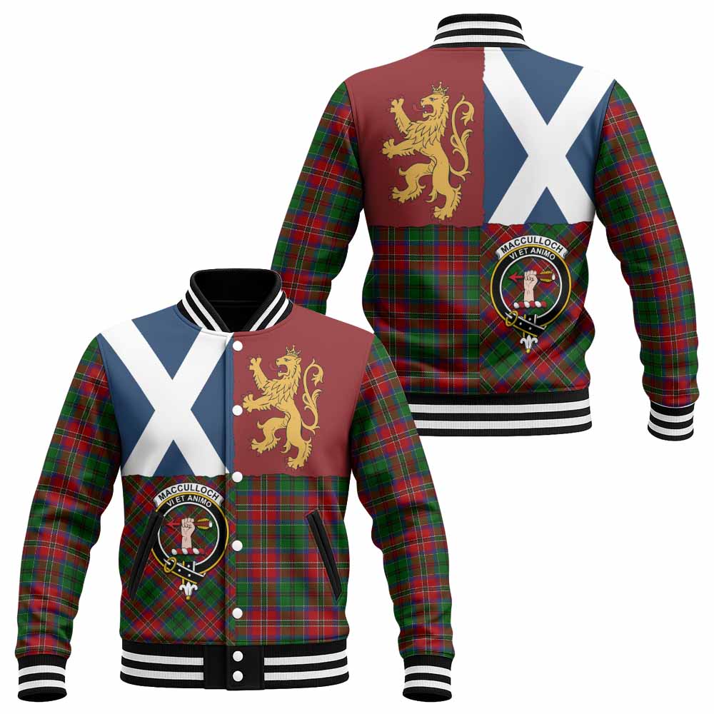 MacCulloch (McCulloch) Crest Tartan Baseball Jacket with Lion Rampant Saltire Style
